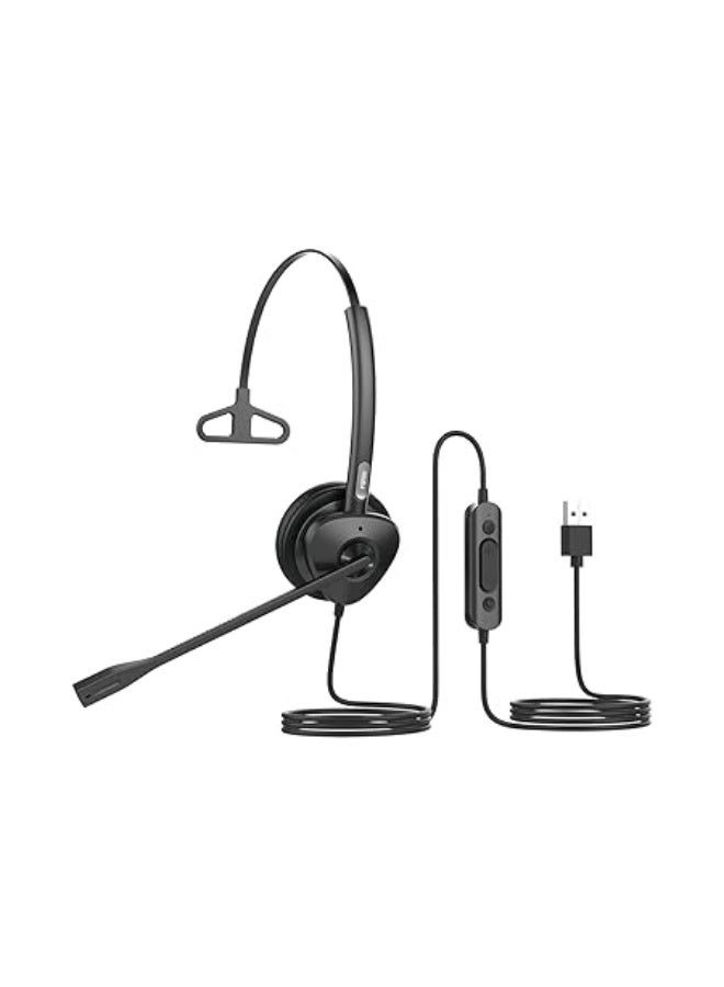 Fanvil HT301-U USB Mono Headset, ENC Noise Reduction Technology, Dual Color LED Indicator, Dual Mic Noise Reduction, HD Audio, Plug & Play, Black | HT301-U - Image 1